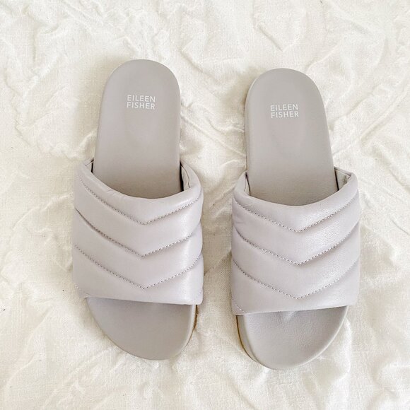 Eileen Fisher Haze Nappa Leather Slide Sandal Size 9.5 New - Picture 1 of 6